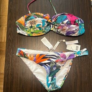 Trina Turk size 10 bikini, flowers never worn, tags still on